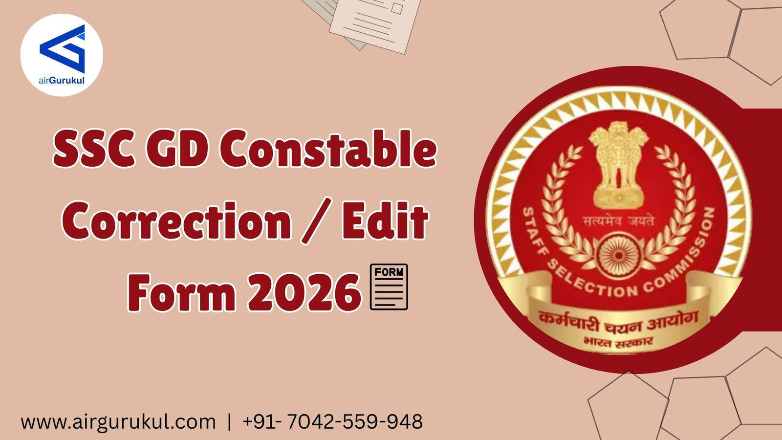 SSC GD Constable Correction / Edit Form 2026