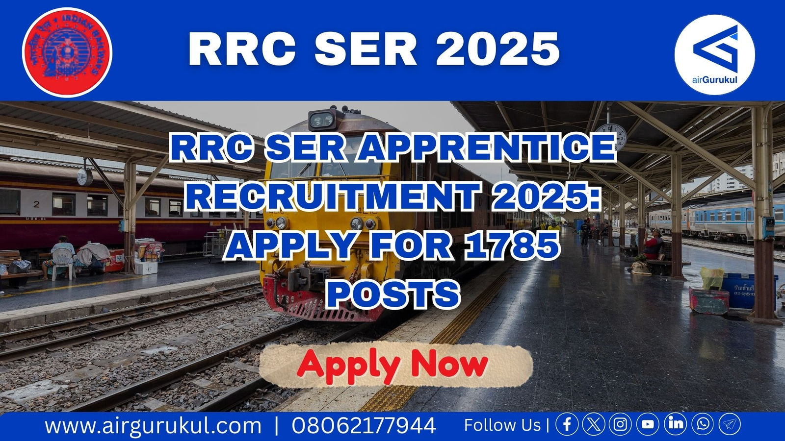 RRC SER Apprentice Recruitment 2025: Apply for 1785 Posts