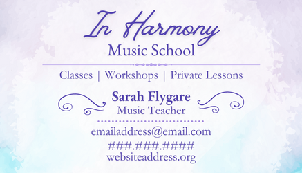 In Harmony Music School Business Card