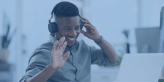 Man Wearing Headphones on a Video Call 