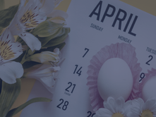 April calendar with white flowers