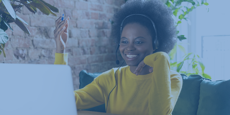 Woman Employee Talking with Clients Online