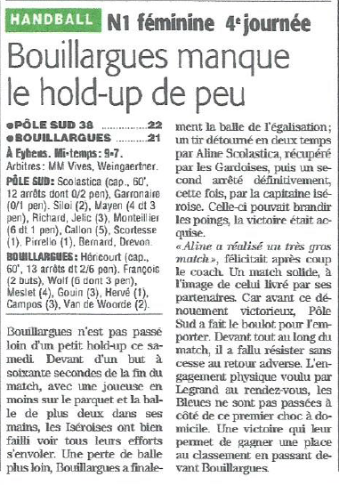 Résumé du match contre Pôle Sud