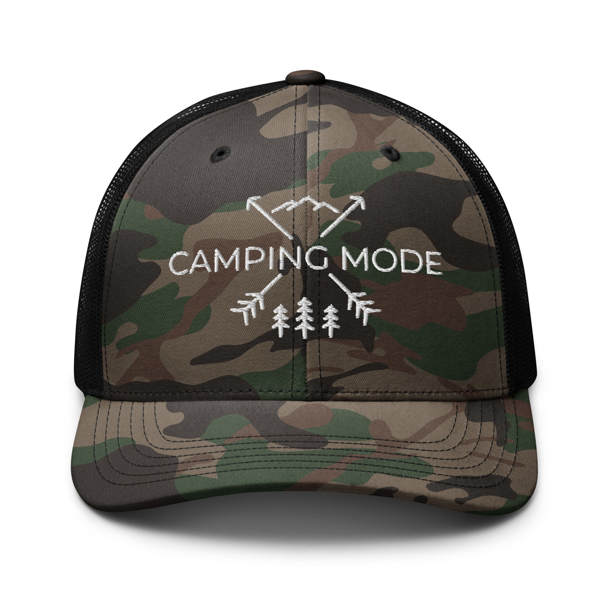 Camping Mode Camo Trucker Hat