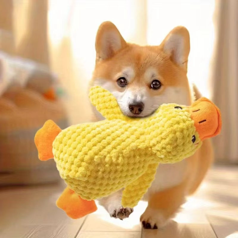 Duck Dog Toy Plush Chew Resistant Durable Dog Toy With Quacking Sound Teeth Grin