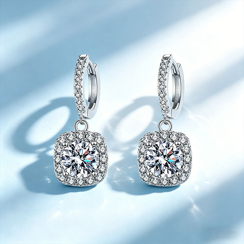 Thumbnail: U-shaped GRA moissanite stud earrings pass diamond tester earrings for women sim