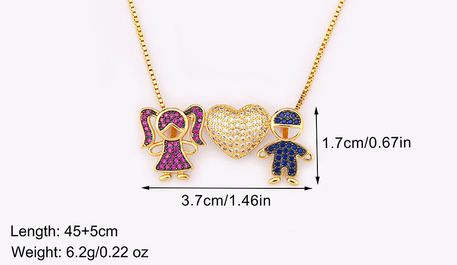 Thumbnail: Nidin New Trendy Love Heart Shape Girl Boy Shine Zircon Pendant Necklace For Wom
