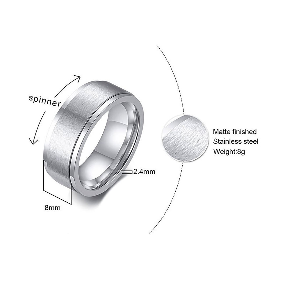 Thumbnail: Anxiety Ring Figet Spinner Rings For Women & Men Stainless Steel Rotate Freely S