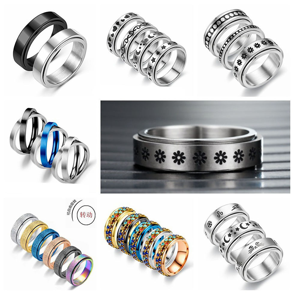 Thumbnail: Anxiety Ring Figet Spinner Rings For Women & Men Stainless Steel Rotate Freely S