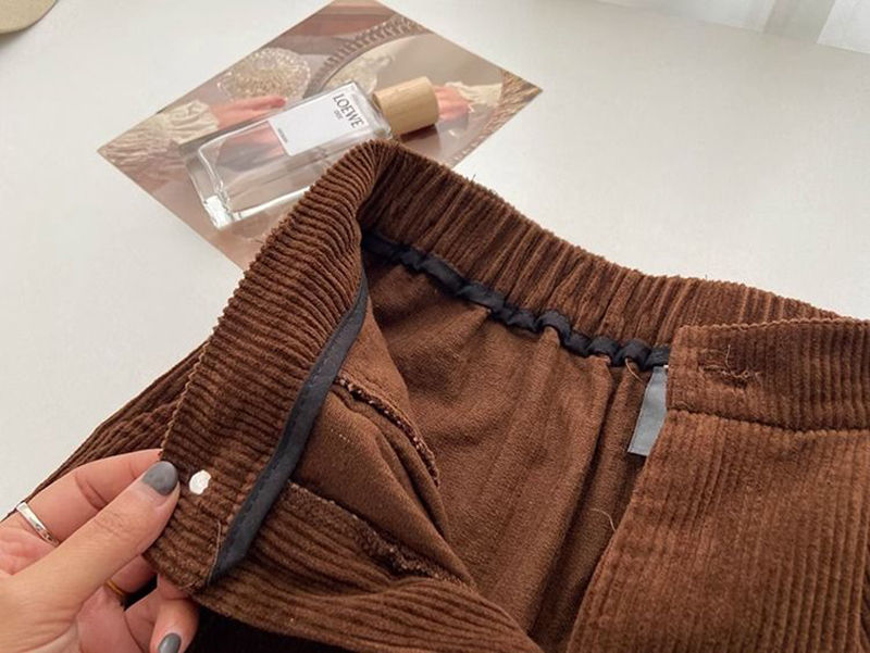 Thumbnail: Retro High Waist Corduroy Pants Women Spring Fall Straight Causal Full Length Tr