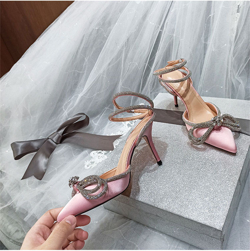 Thumbnail: Eilyken Style Glitter Rhinestones Silk Women Pumps Crystal Bowknot Satin Spring 