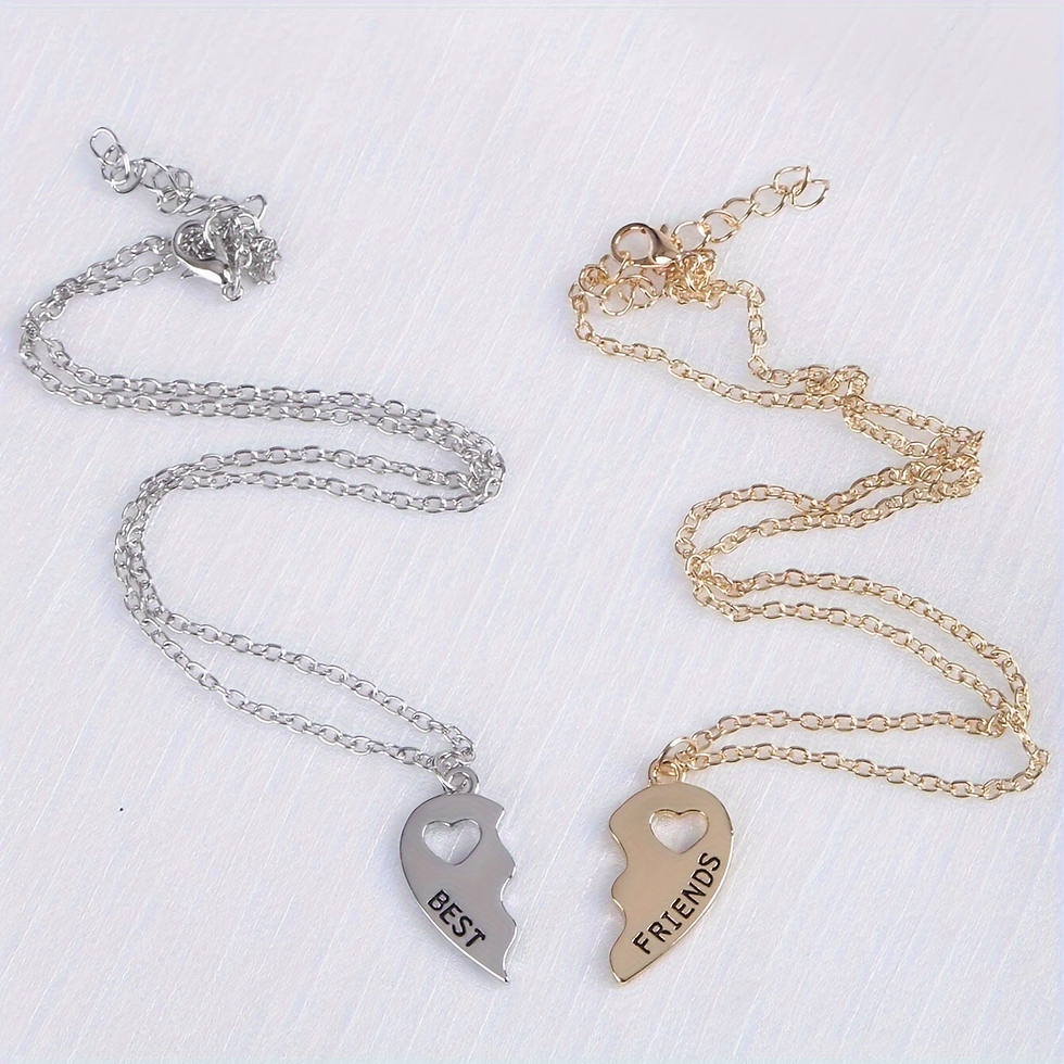 Thumbnail: 2pcs Romantic Best Friend Pendant Necklace Women Hollow Heart Best Friends Forev