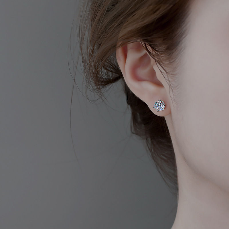 Thumbnail: 2ct 8mm Moissanite Earrings for Women Lab Grown Diamond Ear Studs 925 Sterling S