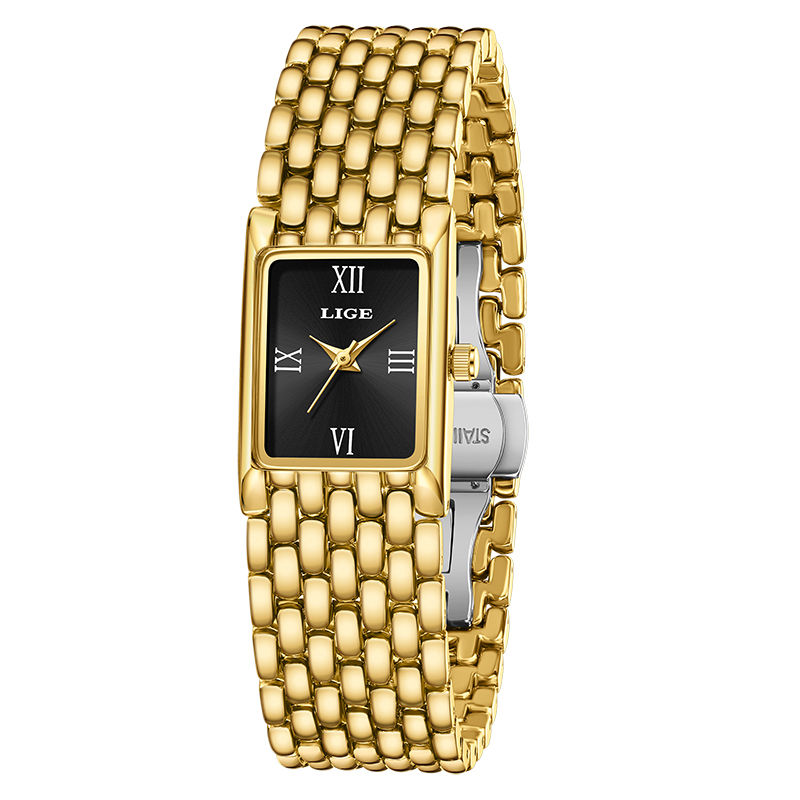 Thumbnail: LIGE New Design Ladies Watch Fashion Quartz Wristwatch Silver Simple Square Wome