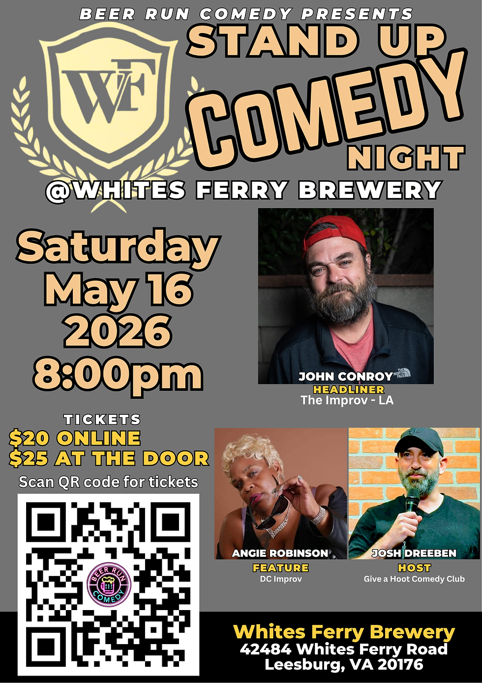 Stand Up Comedy at Whites Ferry Brewery, May 16, 2026