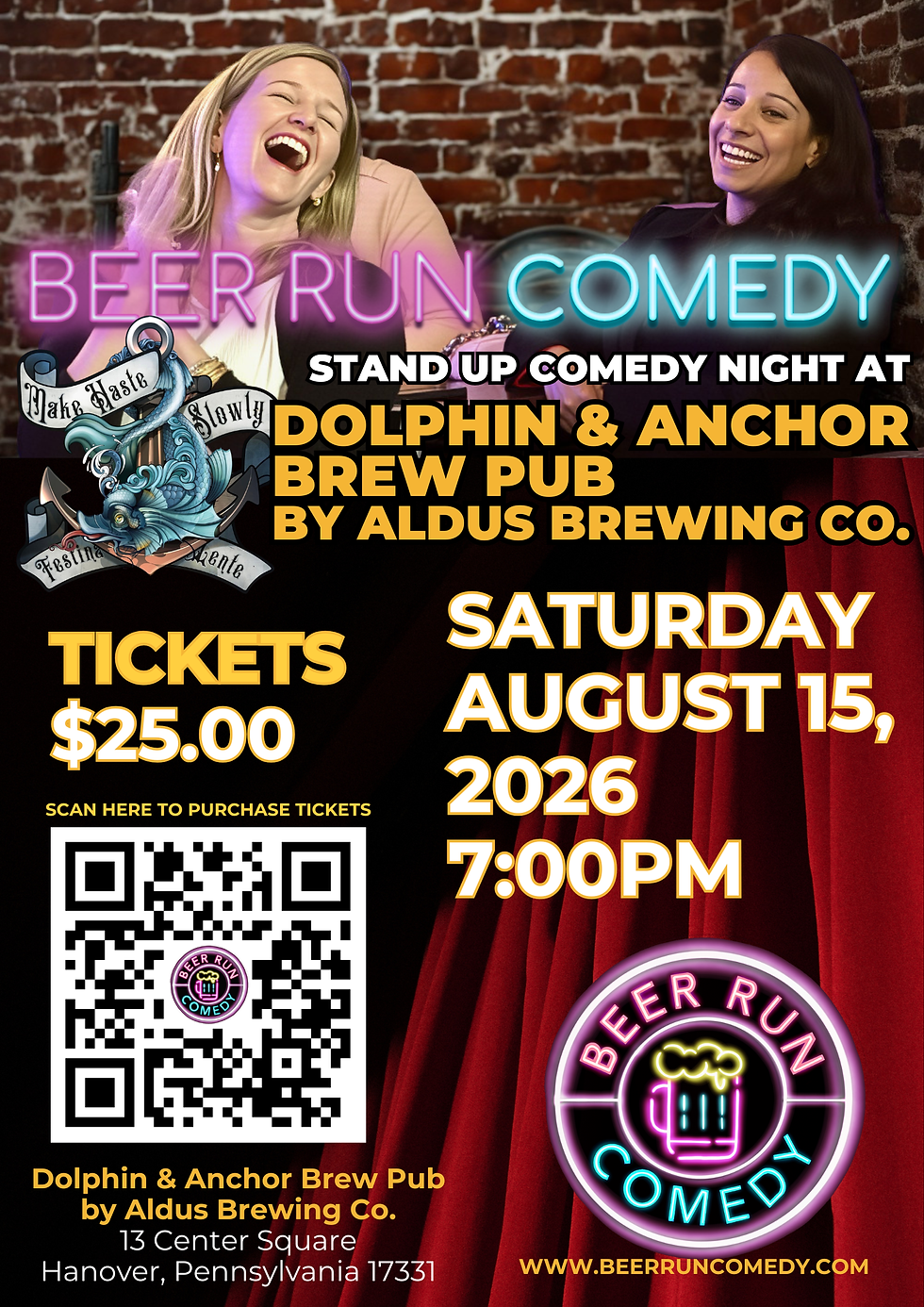 Saturday August 15, 2026 @ Dolphin & Anchor Brew Pub by Aldus Brewing Co. - Hanover, PA