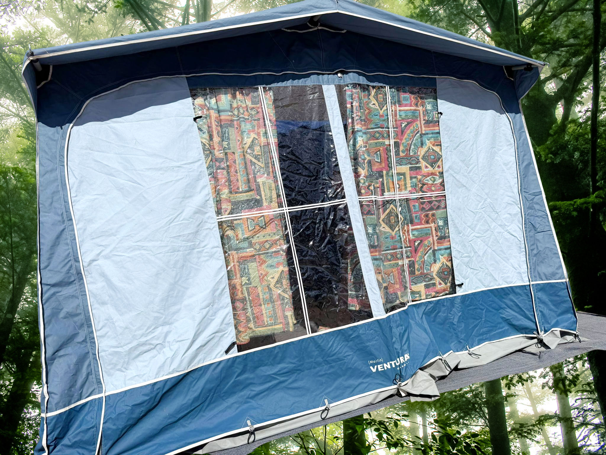 Ventura by Isabella blue grey 330cm caravan porch awning with fibre frame and curtains