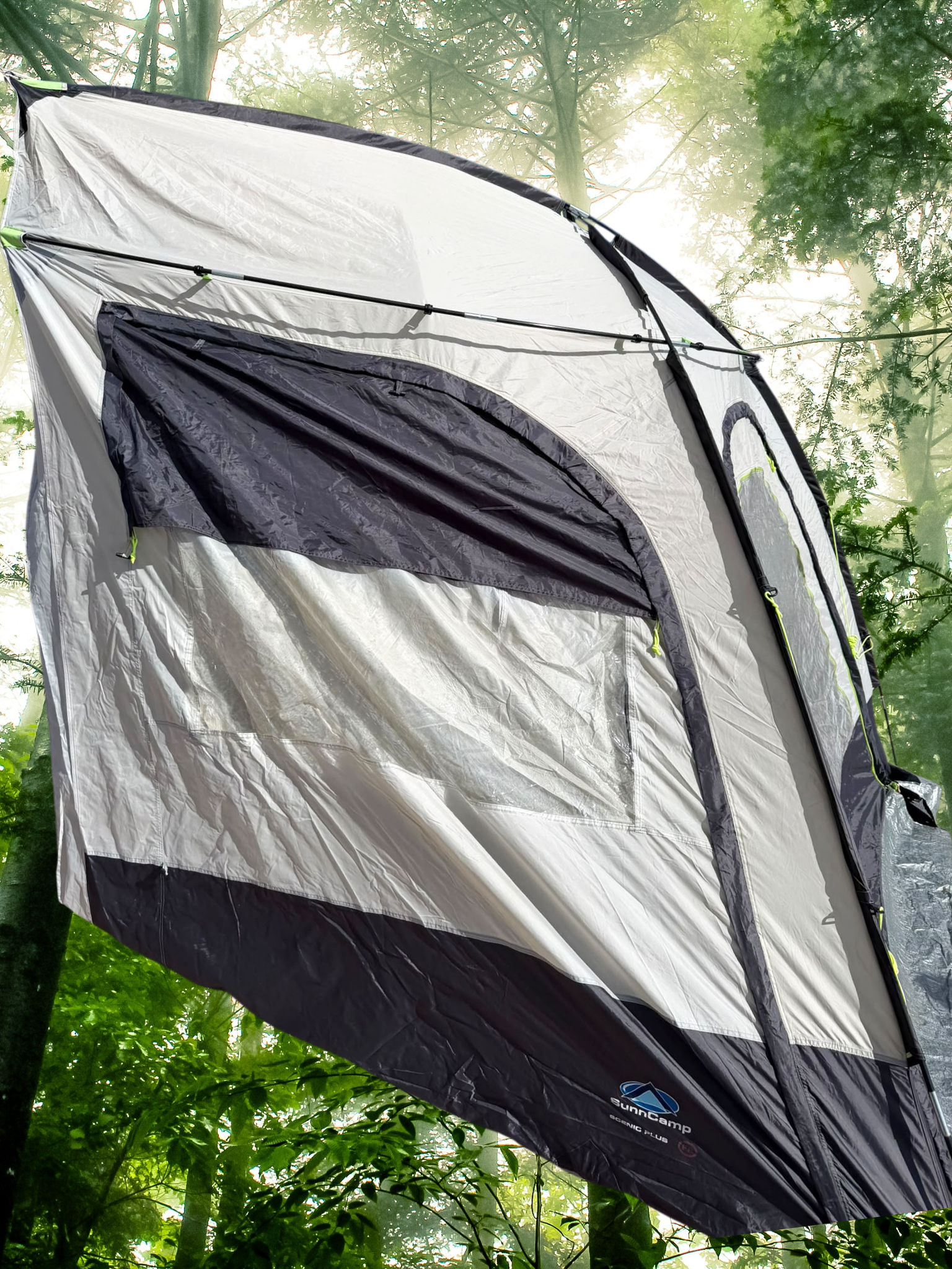 SunnCamp Scenic Plus lightweight grey caravan porch awning with fibreglass frame