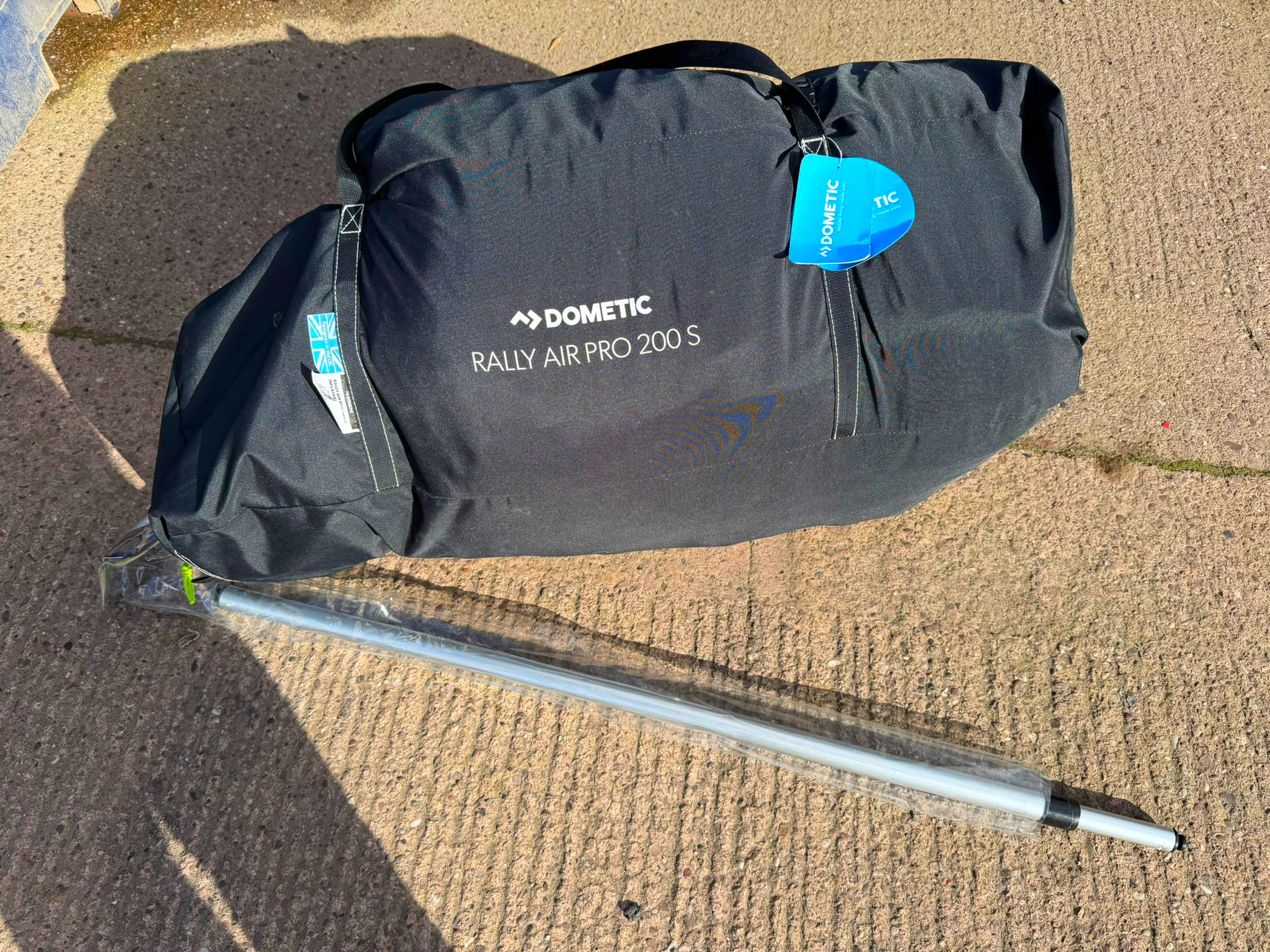 Dometic Rally AIR Pro 200 S inflatable caravan porch awning attached to caravan