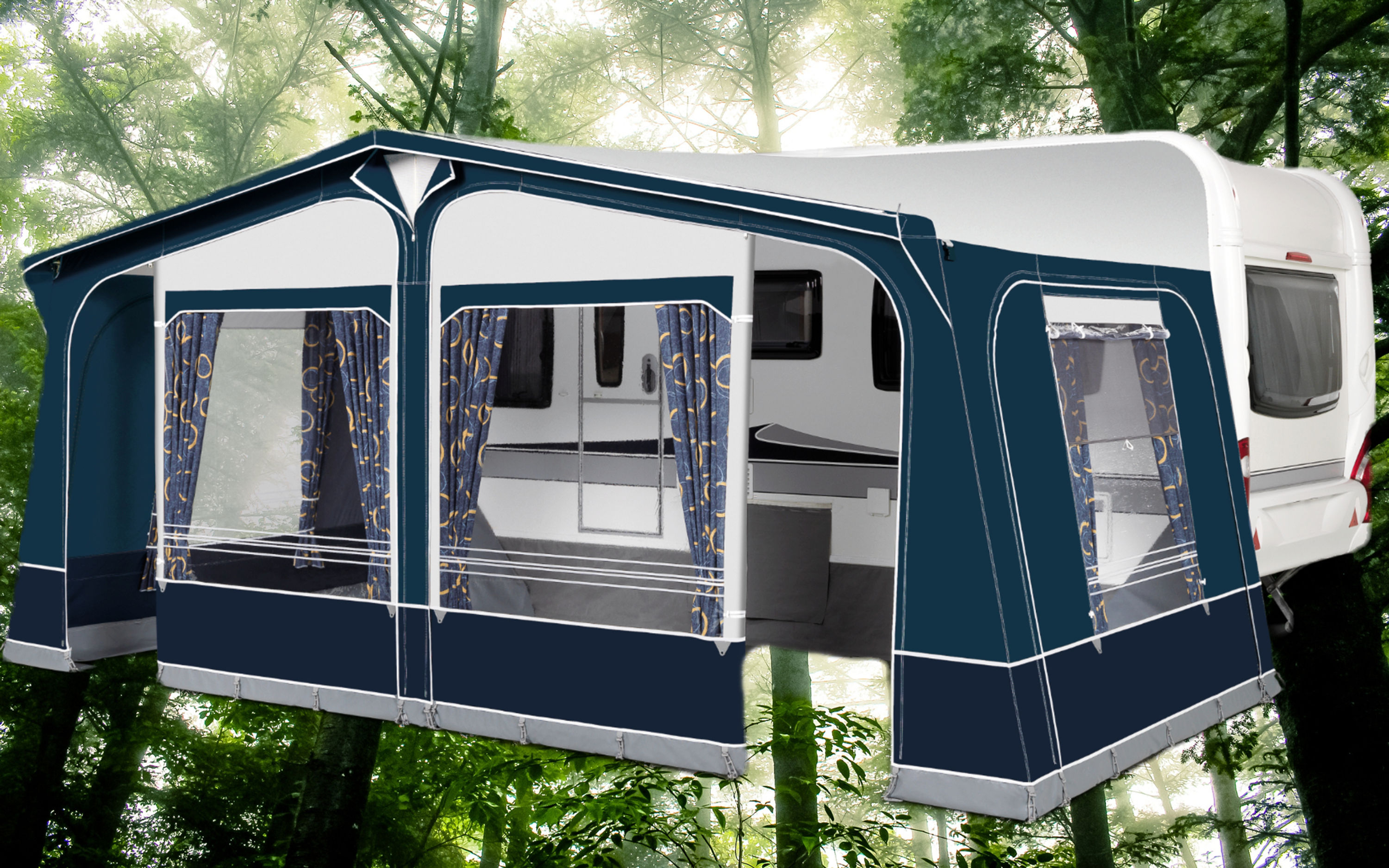 Dorema Daytona blue grey Size 8 825–850cm full caravan awning with steel frame