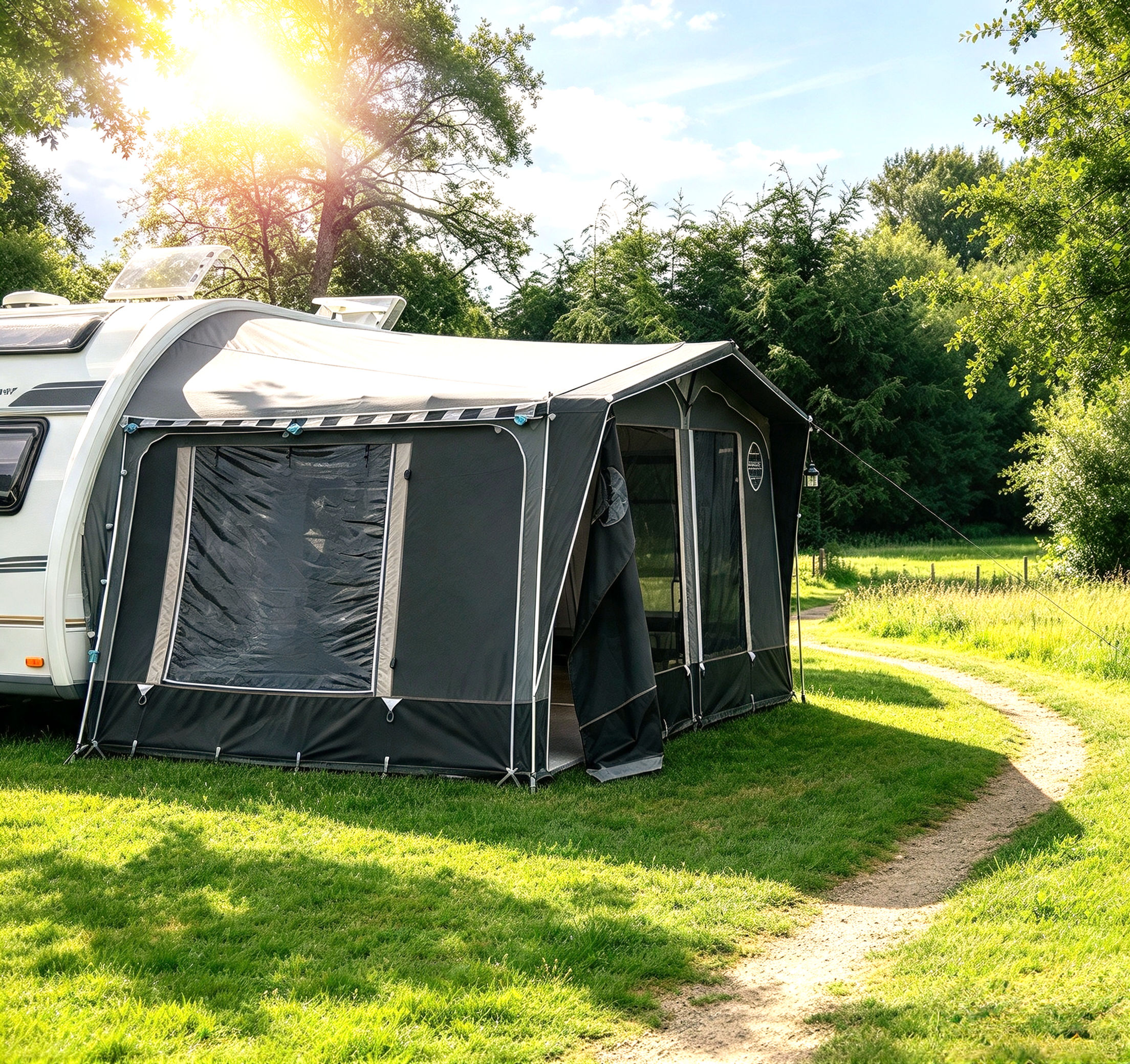 Isabella Capri Coal A825 G13 full caravan awning with CarbonX frame