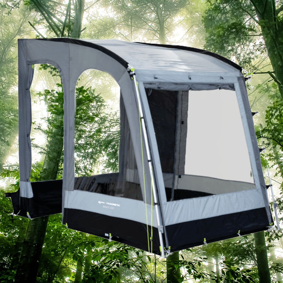 Kampa Rally 200 grey caravan porch awning with lightweight alloy frame