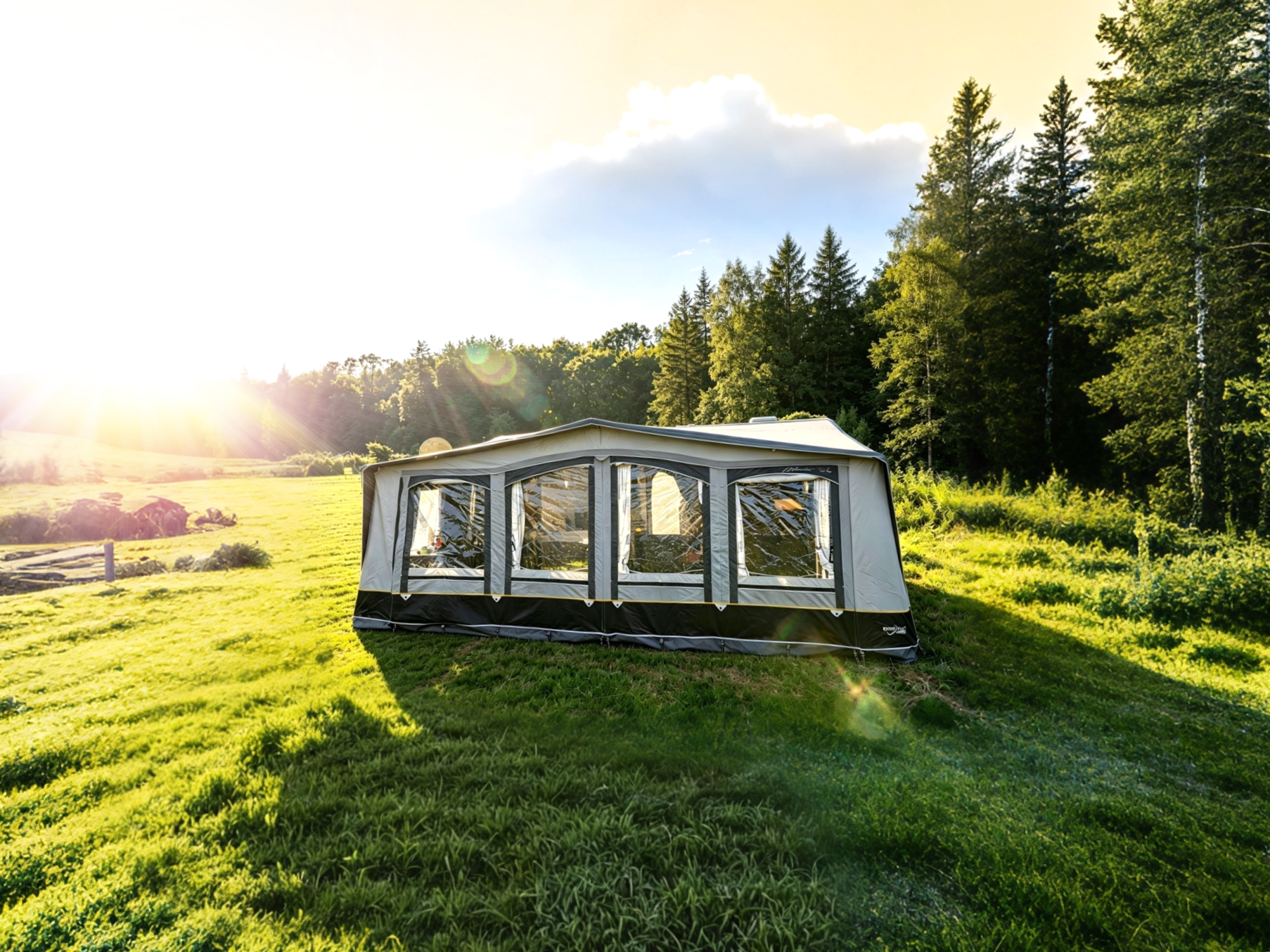 Camptech Atlantis DL seasonal caravan awning size 19 (1100–1125cm) with steel frame in excellent used condition.