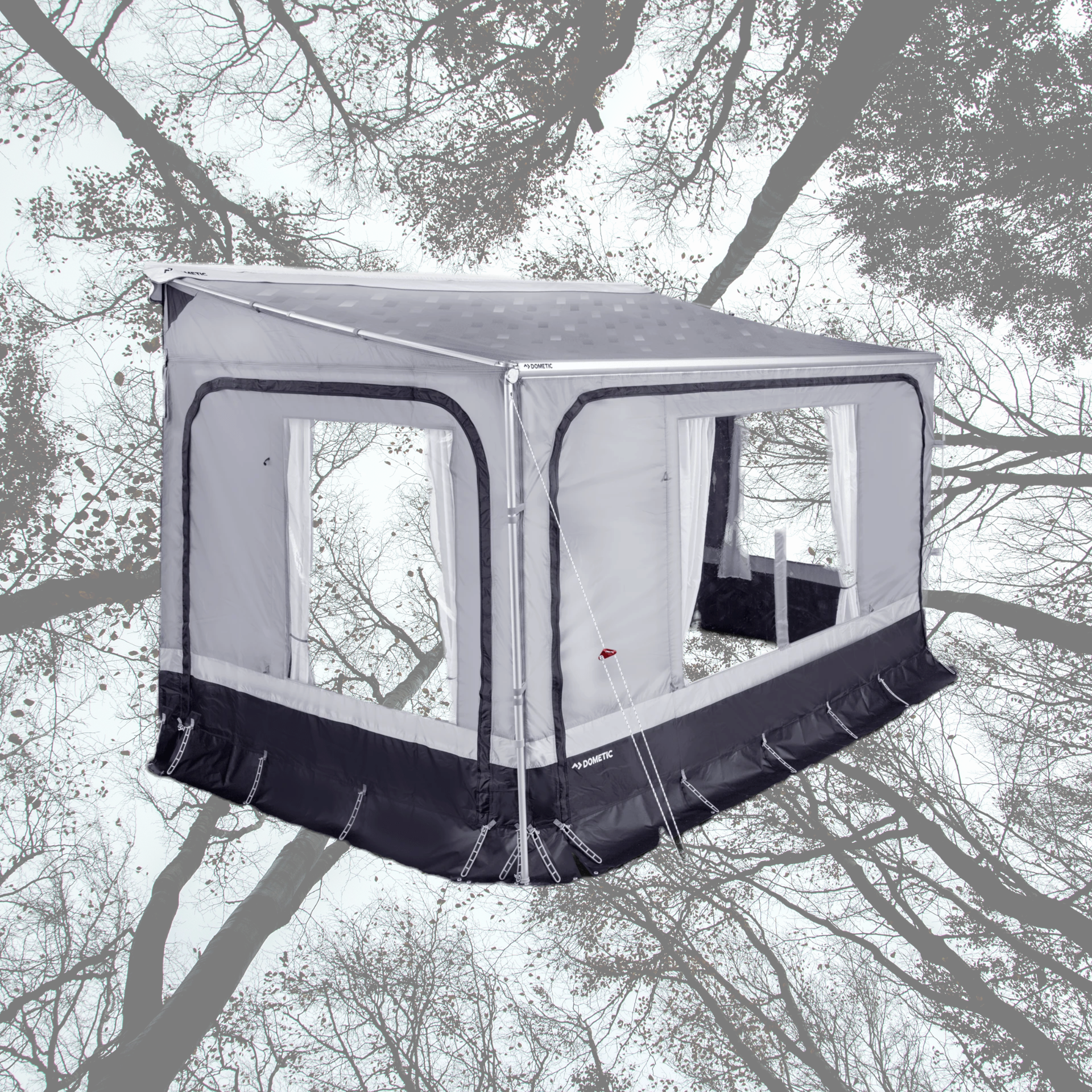 Ex-demo Dometic Revo Zip 350 privacy room enclosure with front and side panels only in excellent condition.
