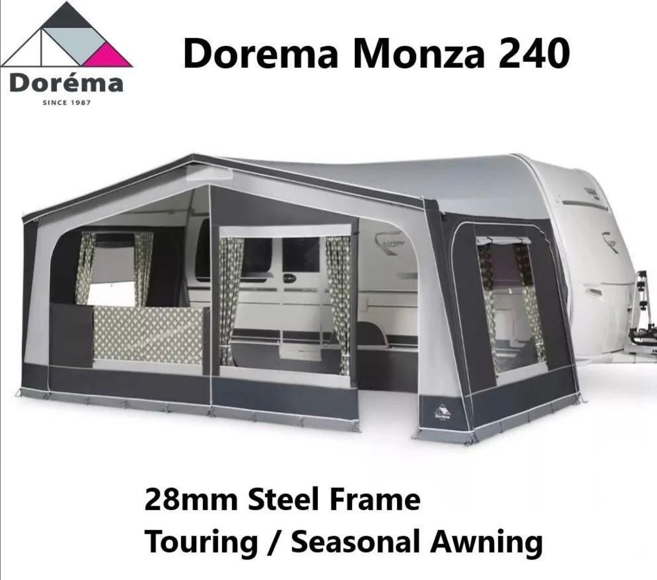 Dorema Monza 240 De Luxe Size 15 Charcoal Grey seasonal caravan awning