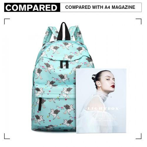 Miniatura: E1401 UN - Miss Lulu Large Backpack Unicorn Print - Blue
