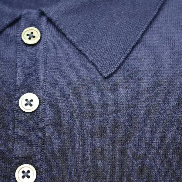 Miniatura: Navy Cashmere Printed Polo Shirt Tavarua in Cotton Cashmere