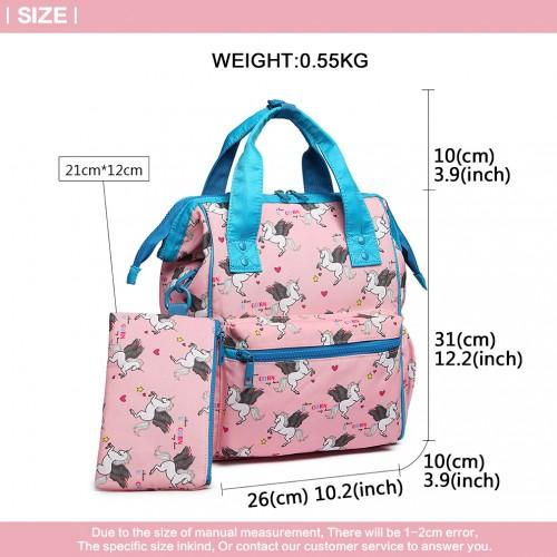 Miniatura: LB6896 - Miss Lulu Child's Unicorn Backpack with Pencil Case - Pink