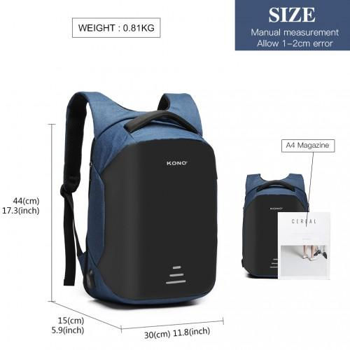 Miniatura: E1946 - KONO REFLECTIVE USB CHARGING INTERFACE BACKPACK - NAVY