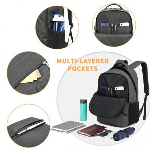 Miniatura: E1978 - Kono Multi Compartment Backpack with USB Connectivity - Grey