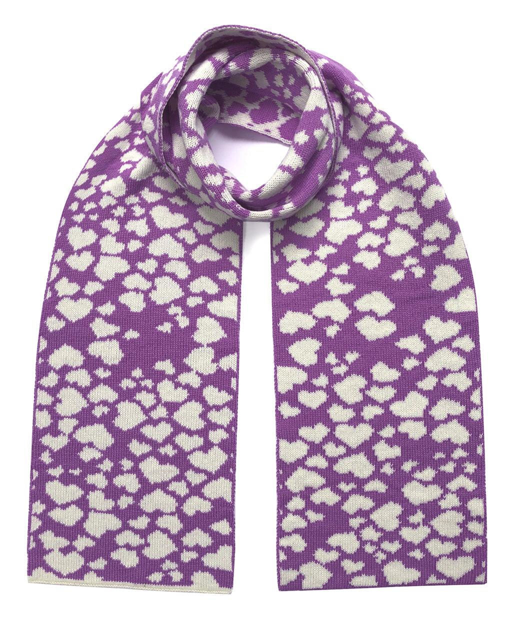 Hearts Wool & Cashmere Scarf Lilac