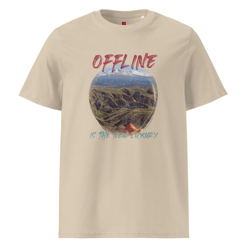 Miniatura: "Offline Is the New Luxury" Unisex Organic Cotton T-Shirt ? Mountain Escape