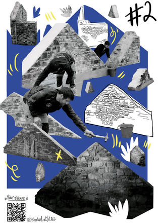 photomontage affiche collectif L'Oeilleton 
dessin et photo des maçon sur le chantier  des cartoucheries à Rennes