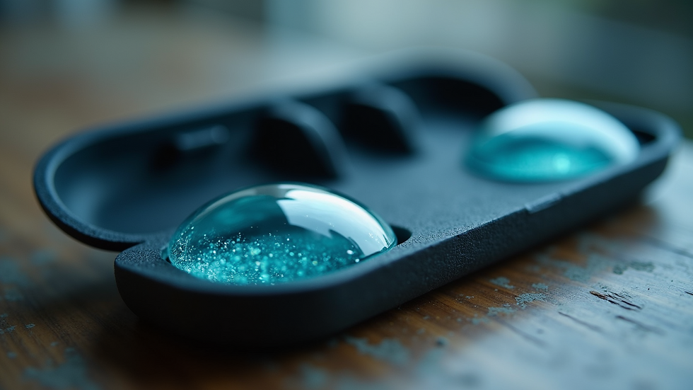 Close-up view of contact lenses in a case