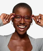 Model wearing Vogue designer eyeglasses