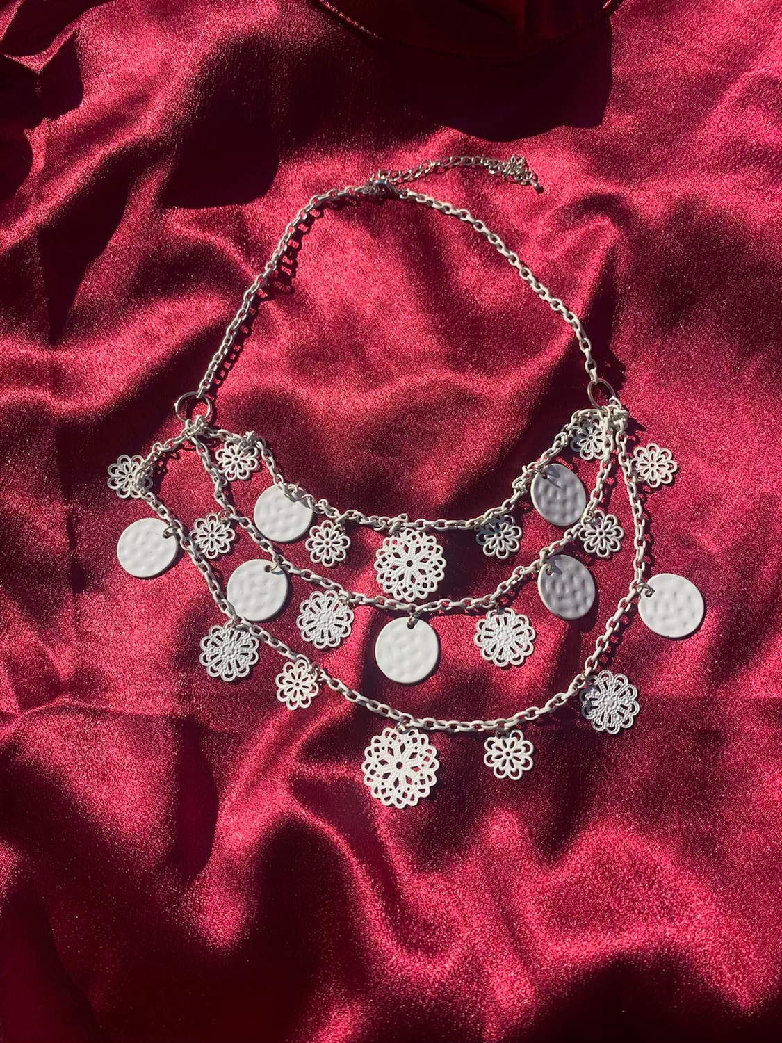 White Flower Layered Necklace