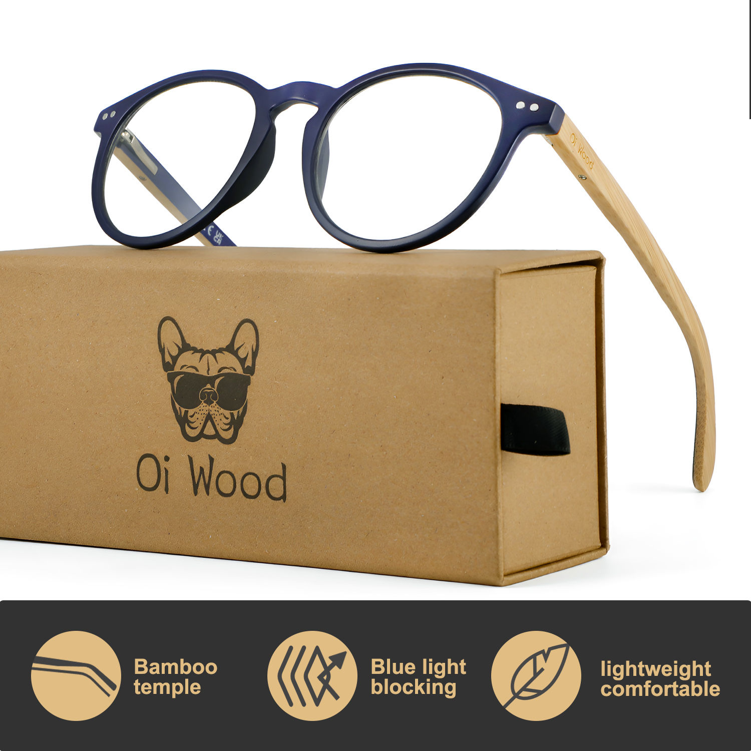 Bamboo wood Reading Glasses For Men And Women Retro Round Anti blue Light Presby