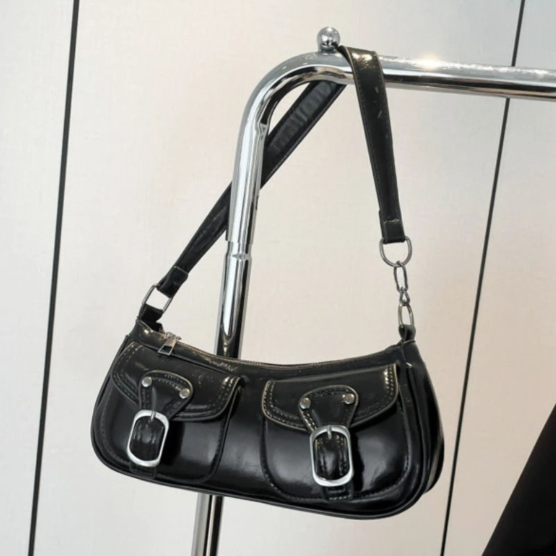 Fashion Pu Leather Women's Shoulder Bag Small Double Pocket Design Ladies Undera