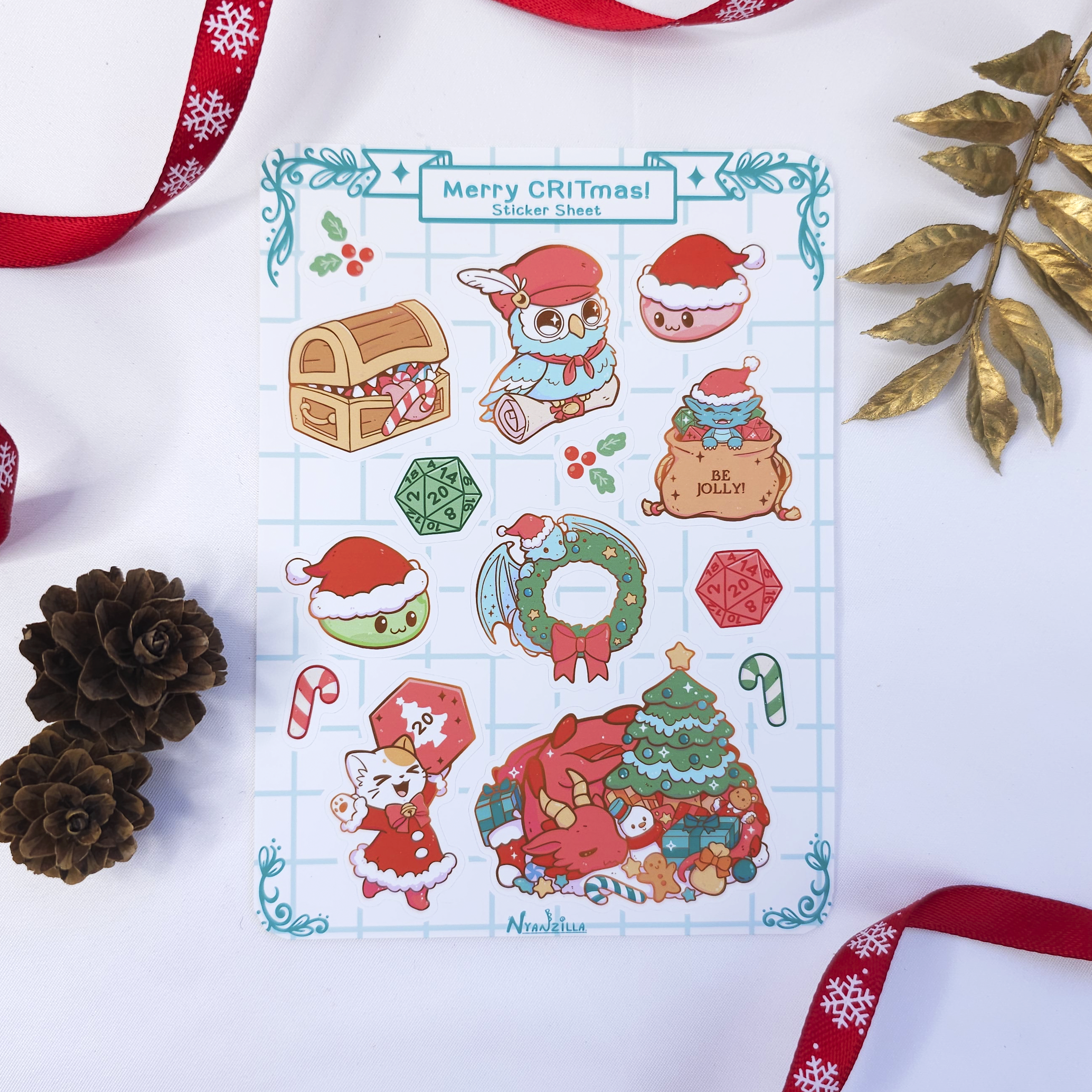 Sticker Sheet: Merry CRITmas - D&D - RPG