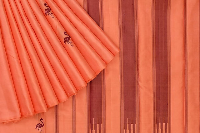 Pastel peach silk saree