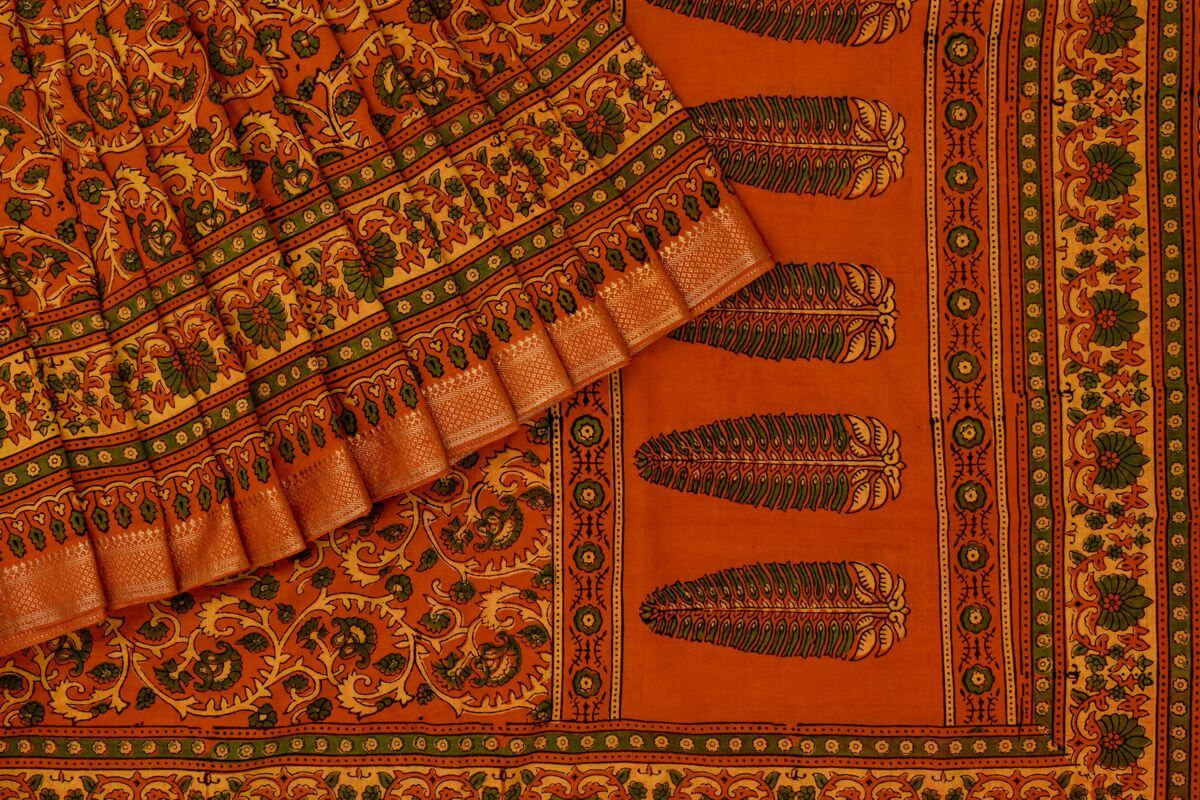 Chakor Ajrakh Mangalgiri cotton saree PSCK260033