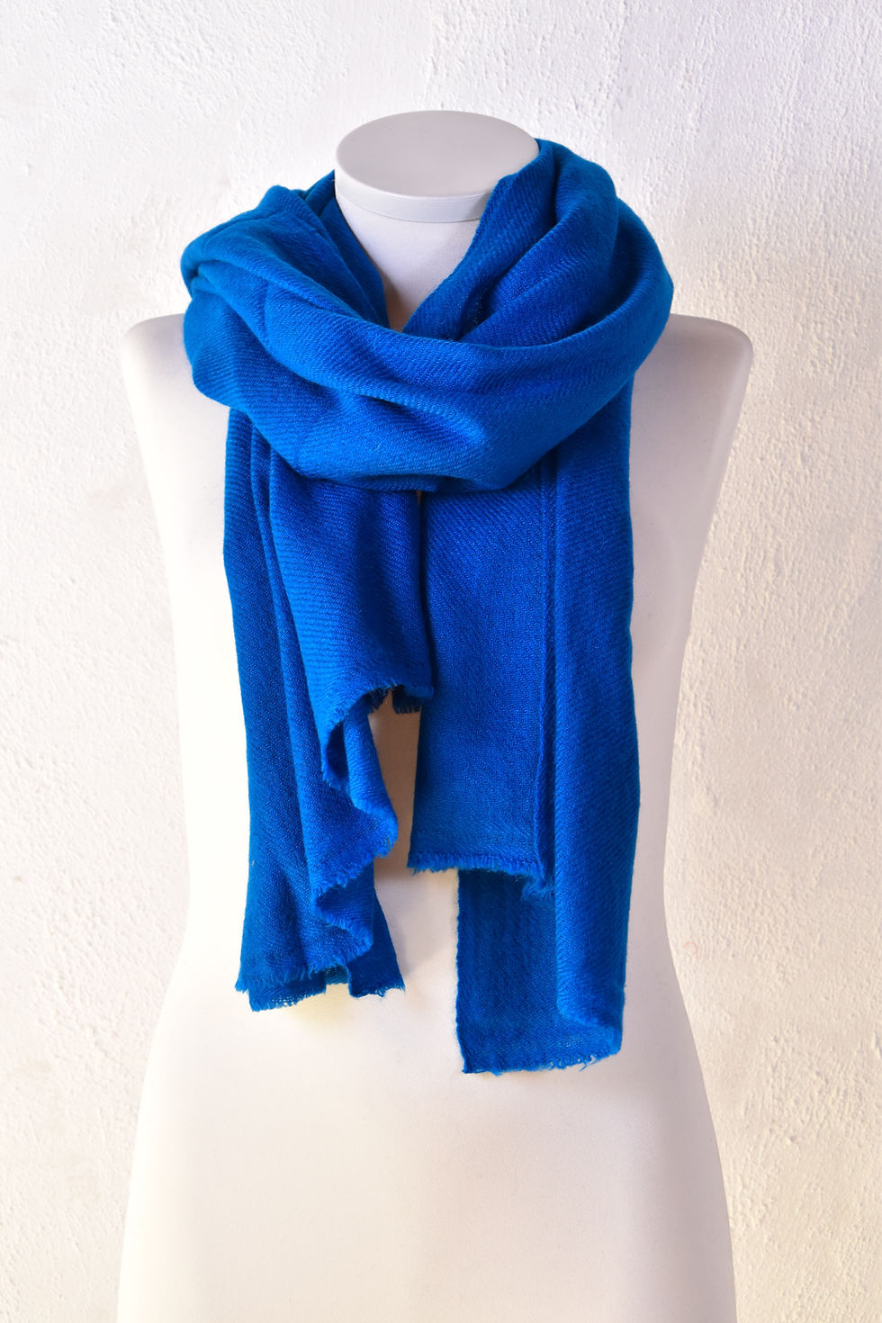 Miniature : pashmina écharpe châle couverture cachemire laine bleu roi qualité hiver association Maili