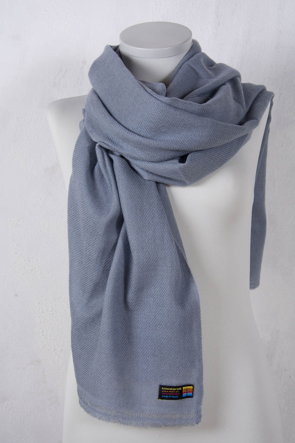 Miniature : pashmina châle cachemire laine gris souris automne hiver association Maili