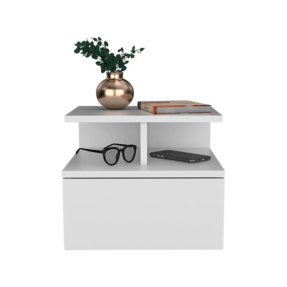 Thumbnail: Nightstand Floating Flopini with 1-Drawer and Shelves -White