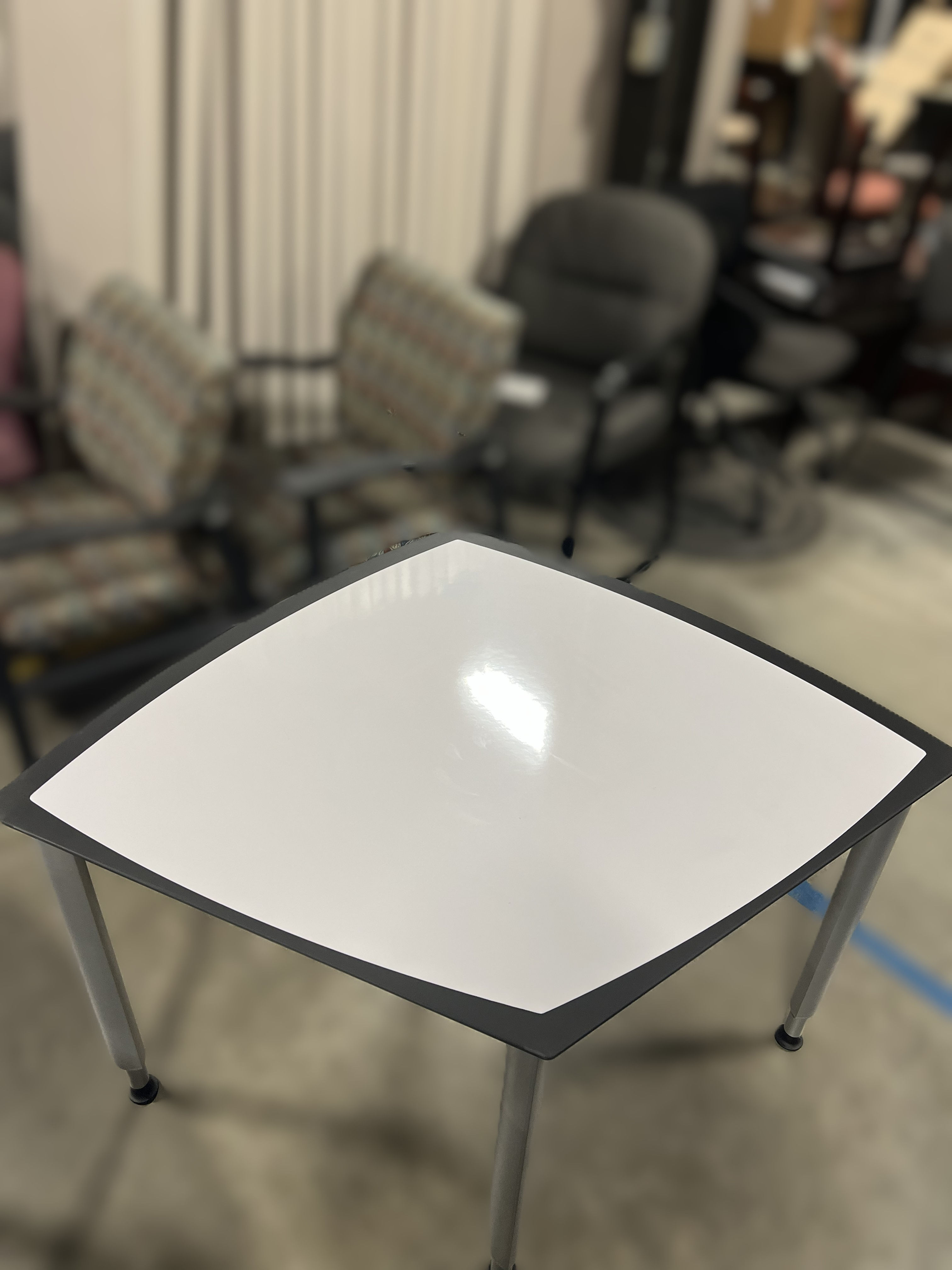 gray whiteboard table arial view