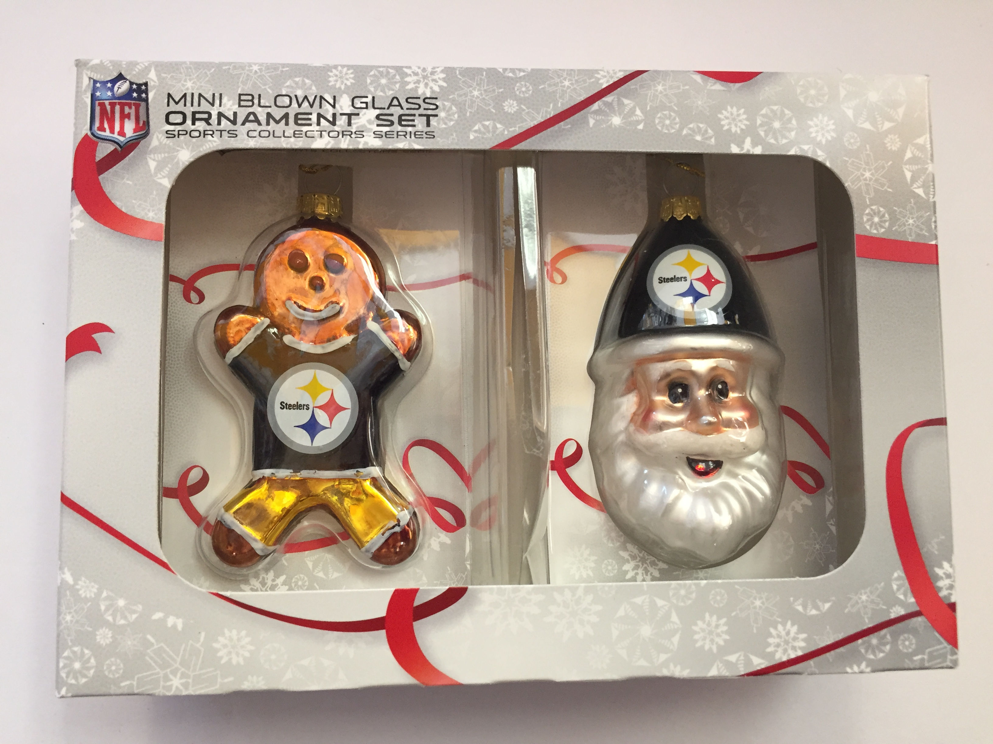Steelers NFL Mini Blown Glass Ornament Set